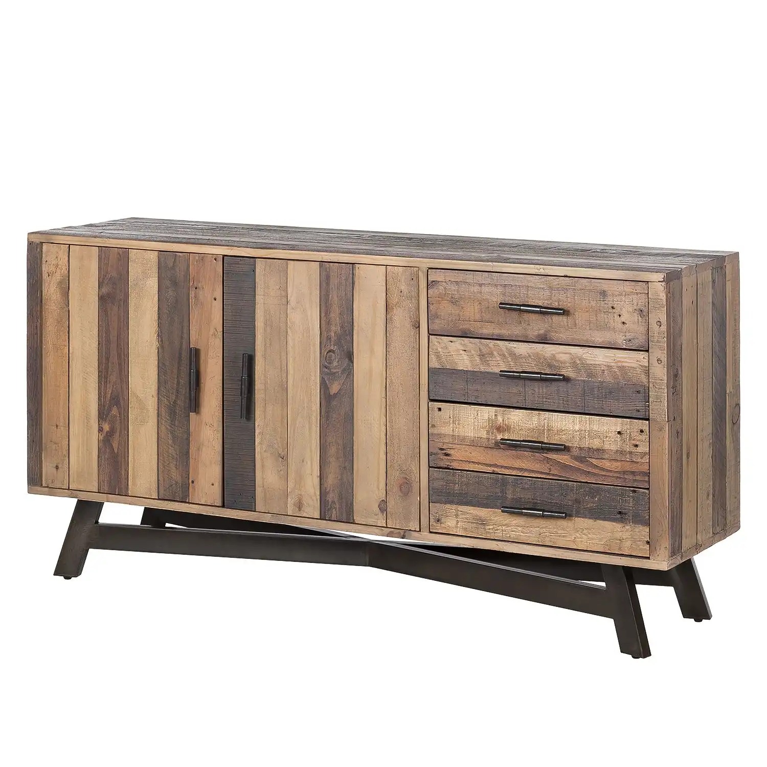 Reclaimed Wood Sideboard with 2 doors & 4 drawers - popular handicrafts